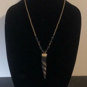 Black horn pendant necklace. Handmade by me